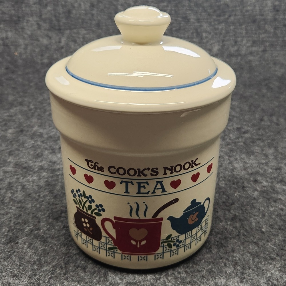 VTG Treasure Craft The Cooks Nook Tea Canister Ceramic Jar Cottagecore County